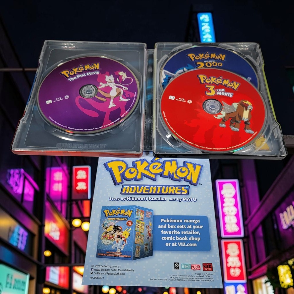 Pokemon Blu-ray Movie Collection Steelbook 1-3 Kids Multi TESTED Limited Edition